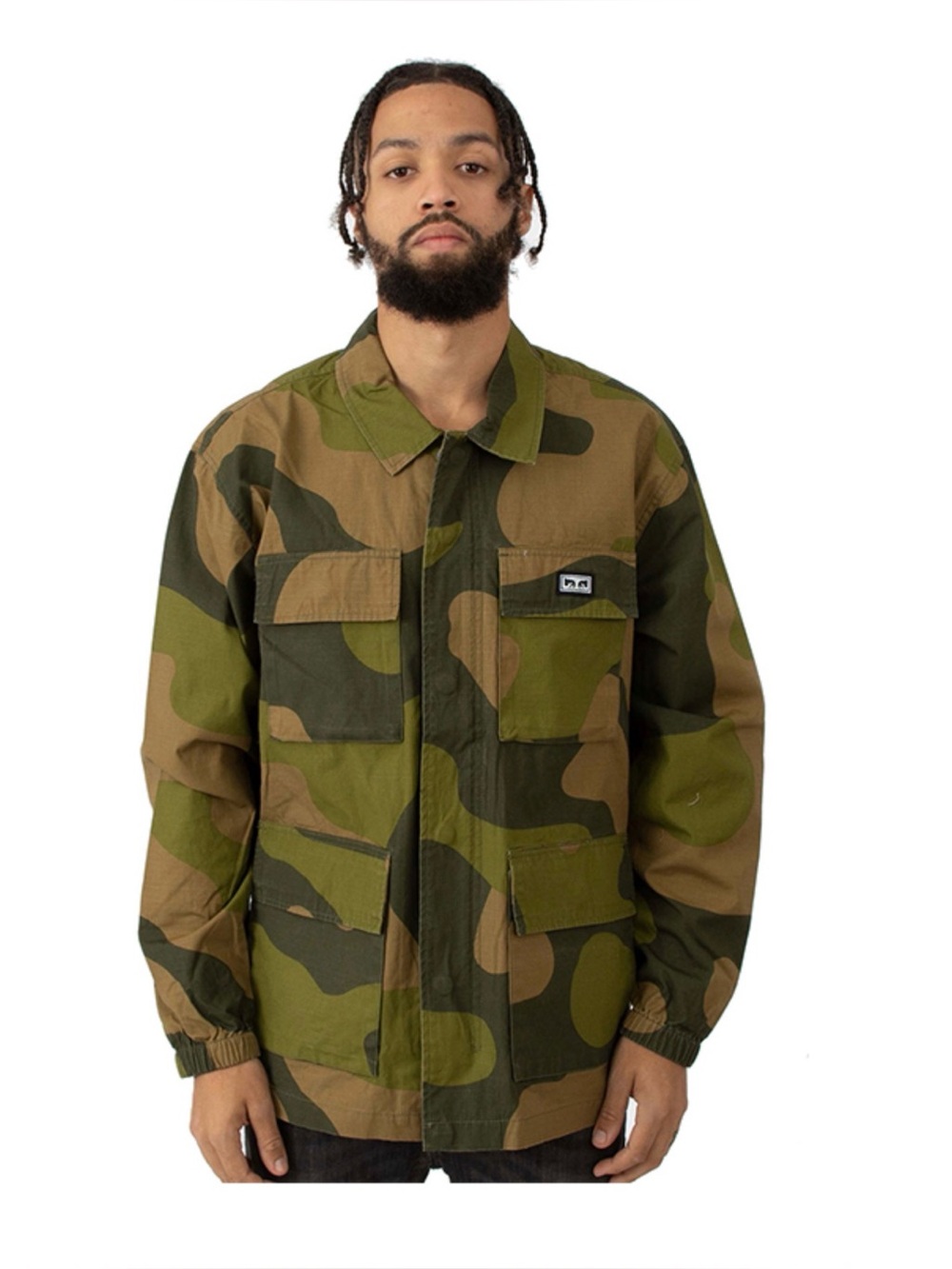 Obey "Rise up" BDU Men's Camouflage Field Jacket in Green and Brown